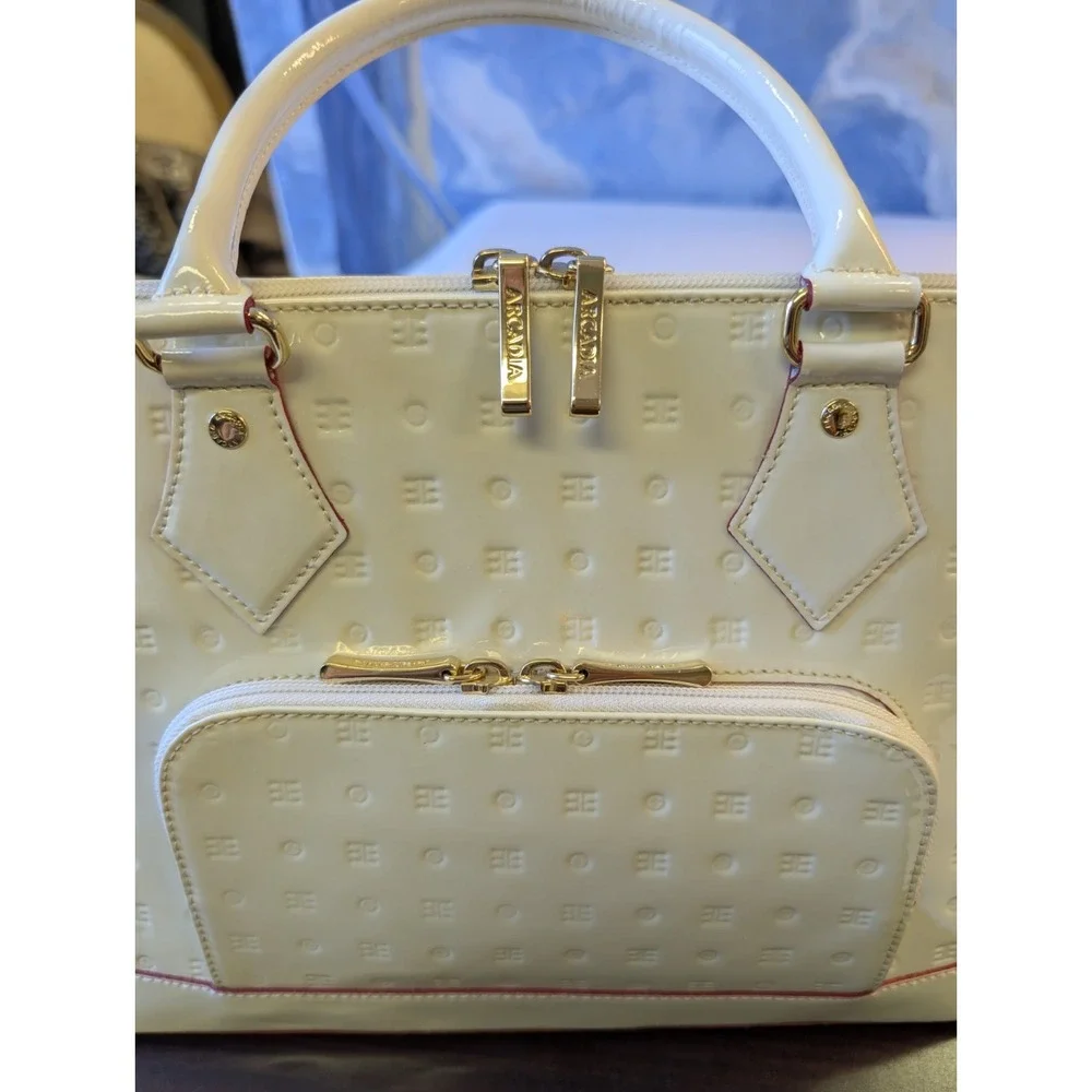 Arcadia Patent Leather Two -Way Satchel In Ivory